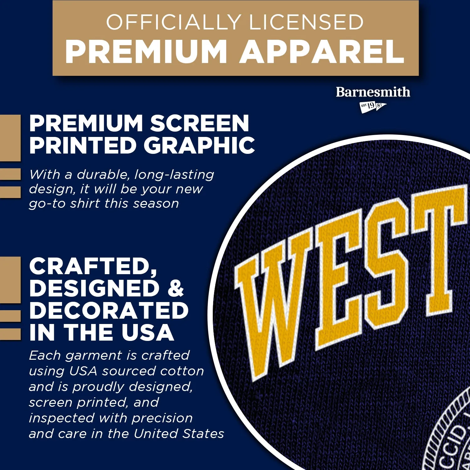 West Virginia University Heritage T-Shirt (Navy) sold by Barnesmith product image thumbnail 4