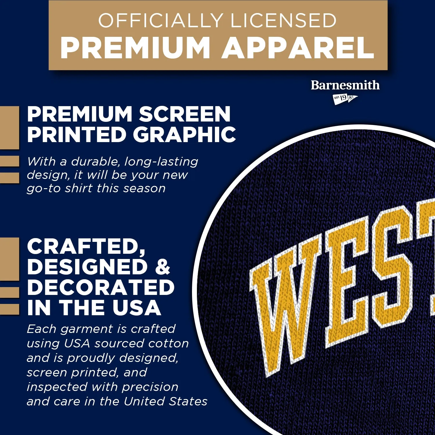 West Virginia University Spirit T-Shirt (Navy) sold by Barnesmith product image thumbnail 4