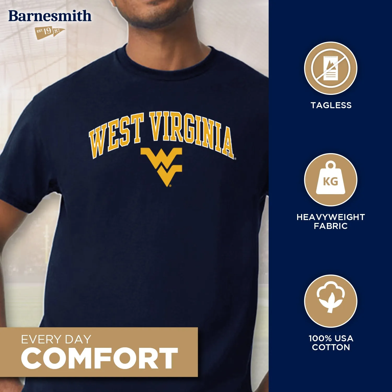 West Virginia University Spirit T-Shirt (Navy) sold by Barnesmith product image thumbnail 3