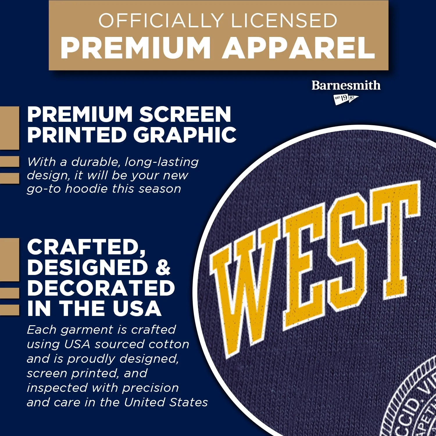 West Virginia University Heritage Hooded Sweatshirt (Navy) sold by Barnesmith product image thumbnail 4
