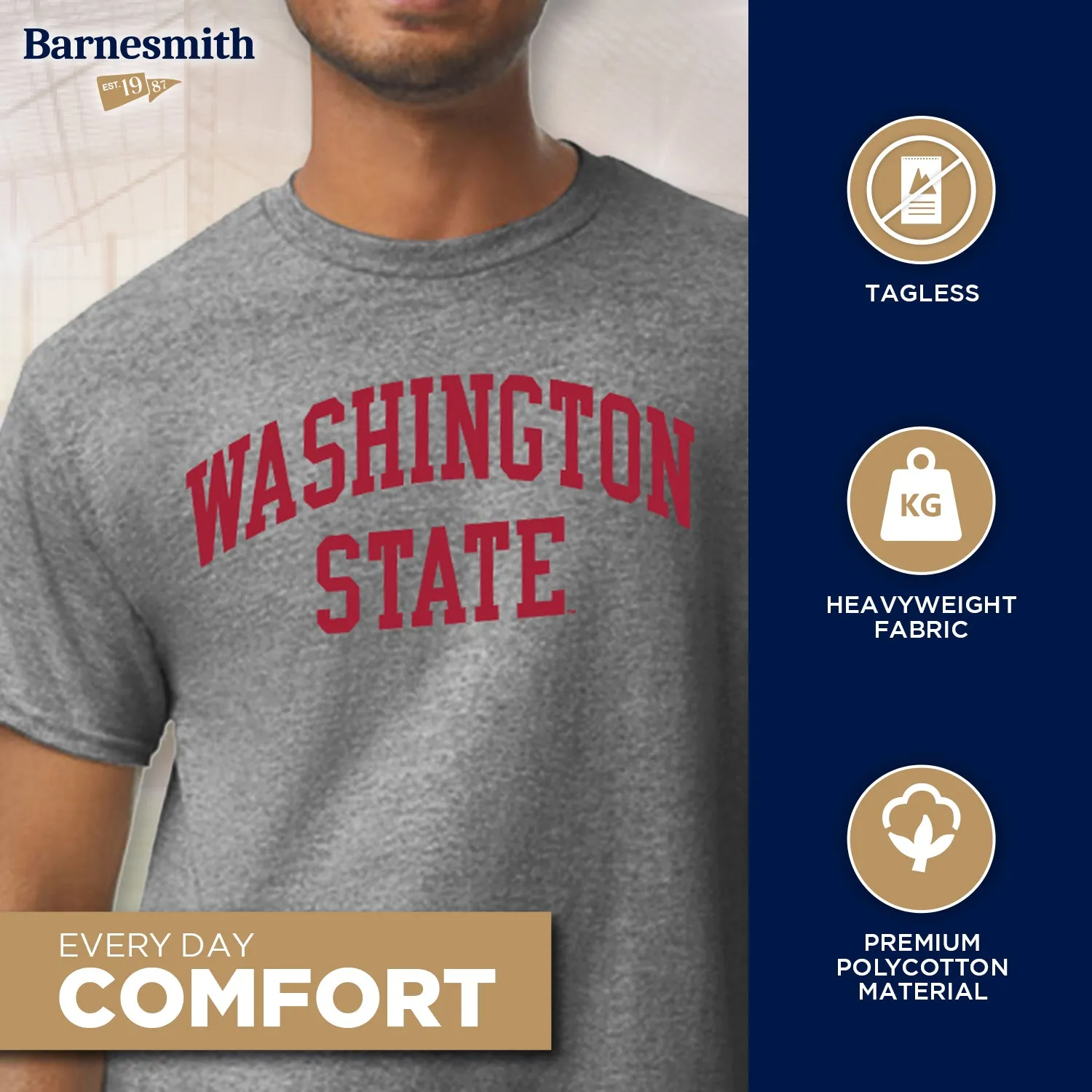 Washington State University Classic T-Shirt (Charcoal Grey) sold by Barnesmith product image thumbnail 3