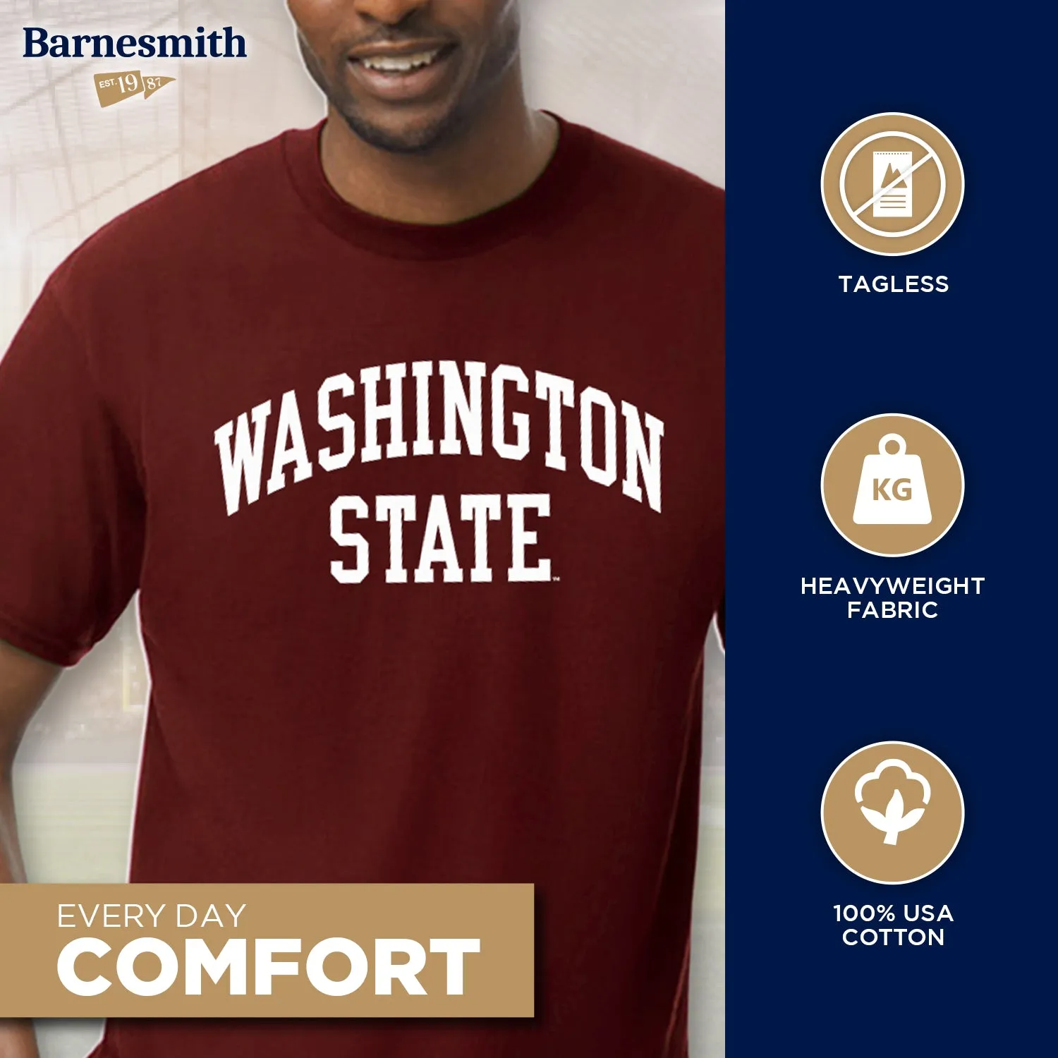 Washington State University Classic T-Shirt (Crimson) sold by Barnesmith product image thumbnail 3