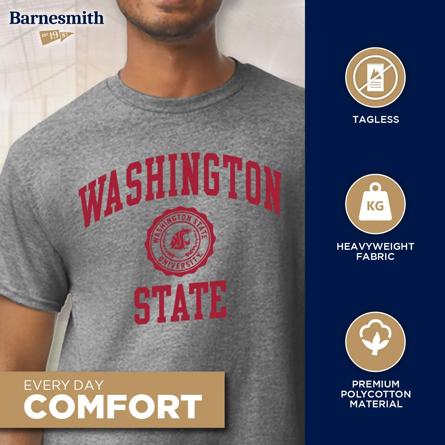 Washington State University Heritage T-Shirt (Charcoal Grey) sold by Barnesmith product image thumbnail 3