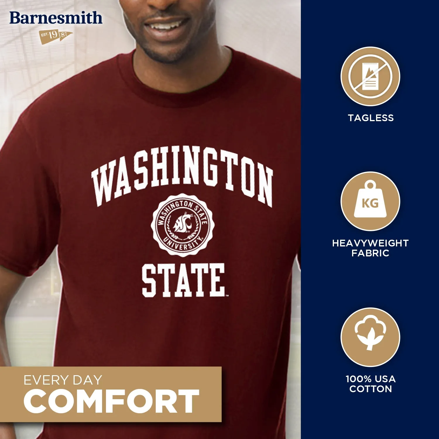 Washington State University Heritage T-Shirt (Crimson) sold by Barnesmith product image thumbnail 3