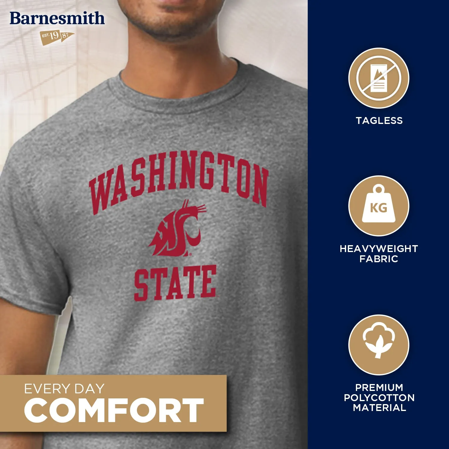 Washington State University Spirit T-Shirt (Charcoal Grey) sold by Barnesmith product image thumbnail 3