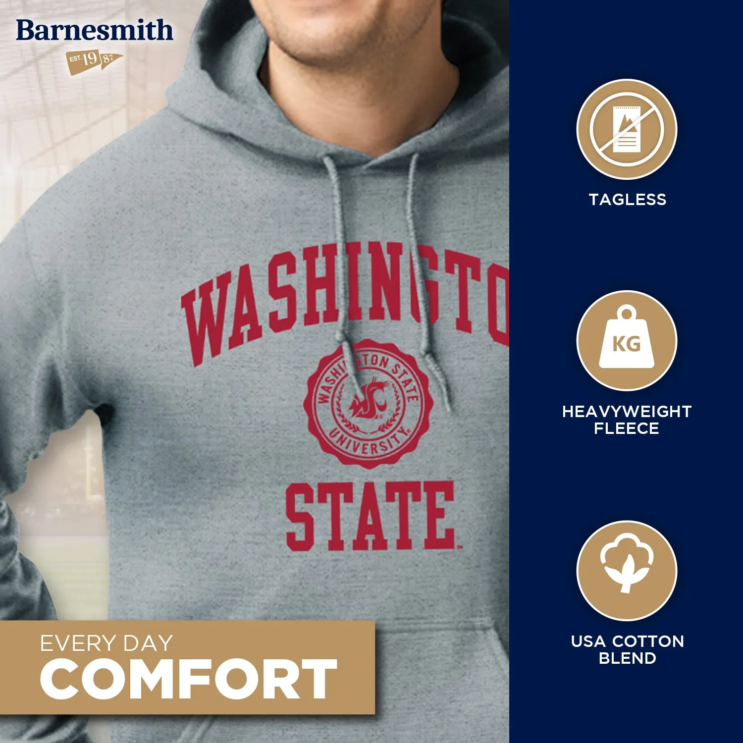 Washington State University Heritage Hooded Sweatshirt (Charcoal) sold by Barnesmith product image thumbnail 3