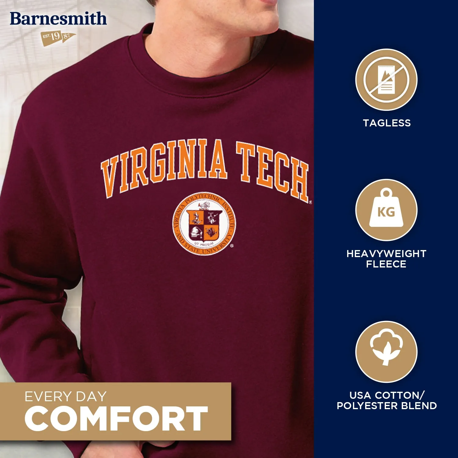 Virginia Polytechnic Institute and State University Heritage Sweatshirt (Maroon) sold by Barnesmith product image thumbnail 3