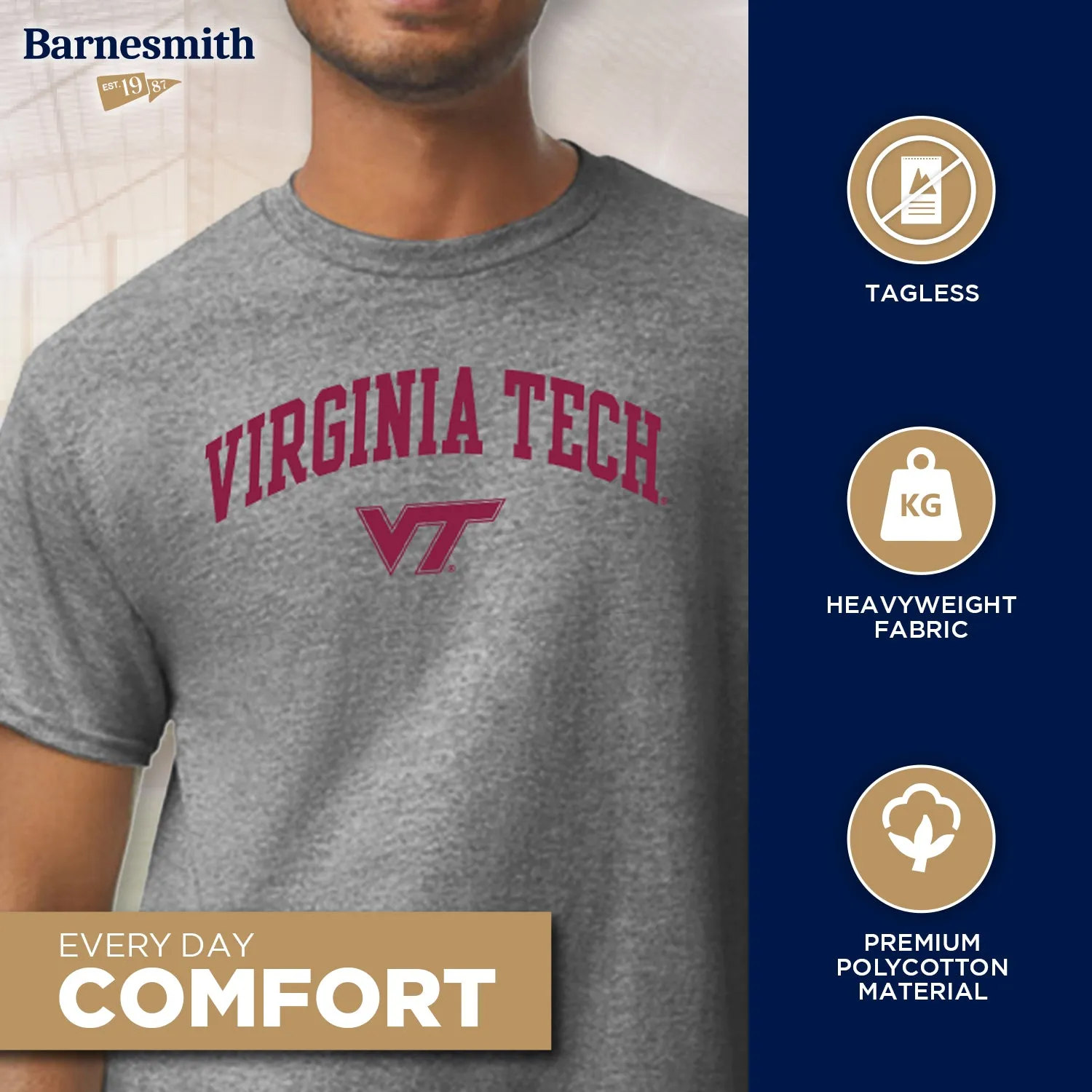 Virginia Polytechnic Institute and State University Spirit T-Shirt (Charcoal Grey) sold by Barnesmith product image thumbnail 3