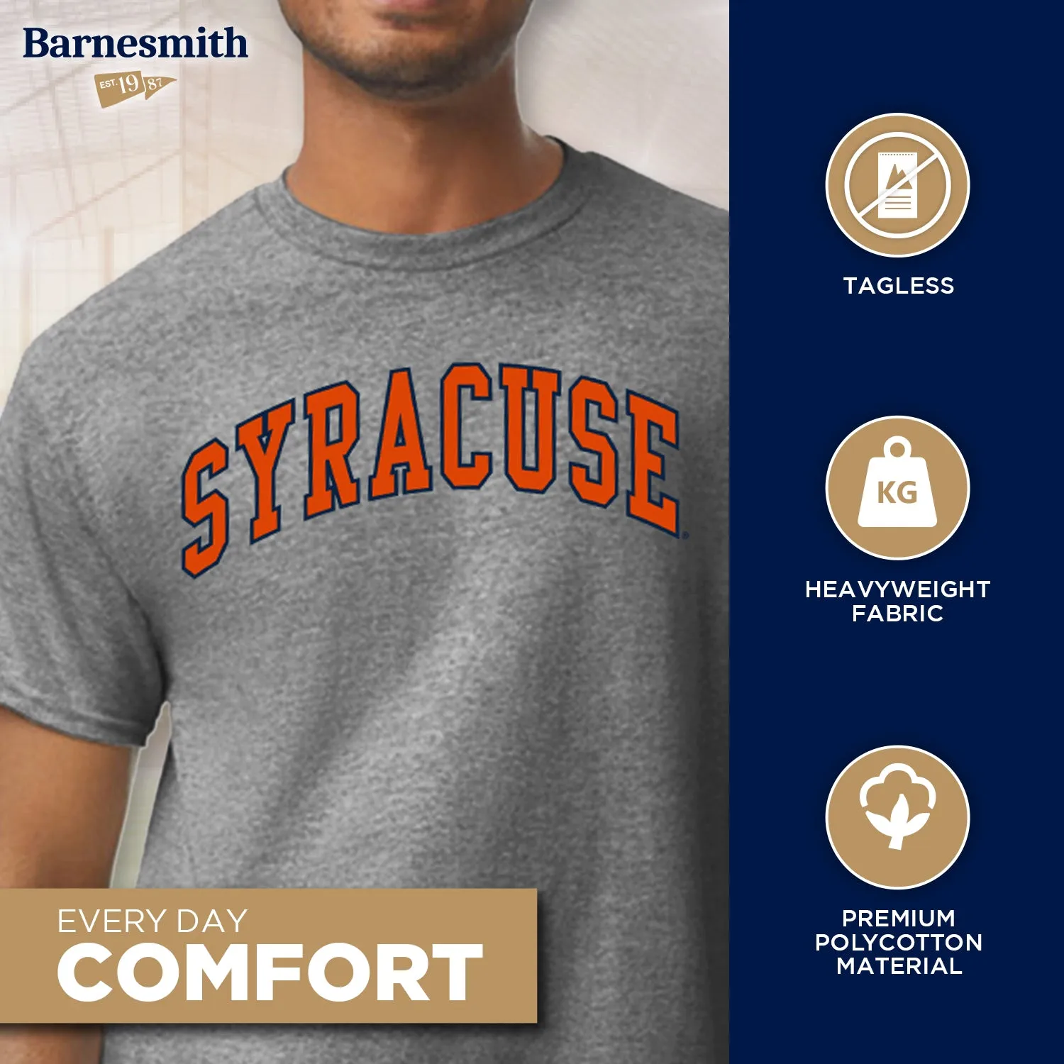 Syracuse University Classic T-Shirt (Charcoal Grey) sold by Barnesmith product image thumbnail 3