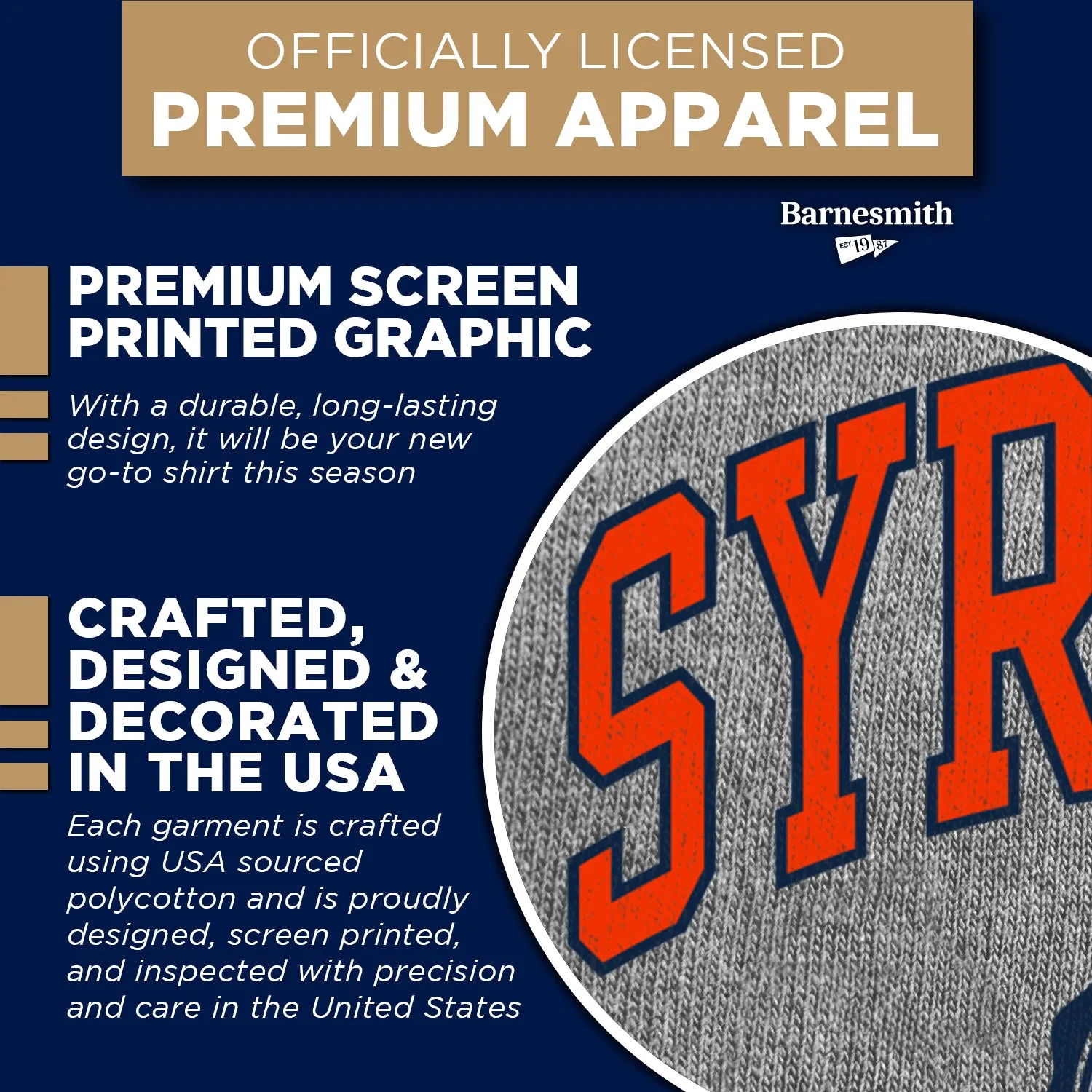Syracuse University Heritage T-Shirt (Charcoal Grey) sold by Barnesmith product image thumbnail 4