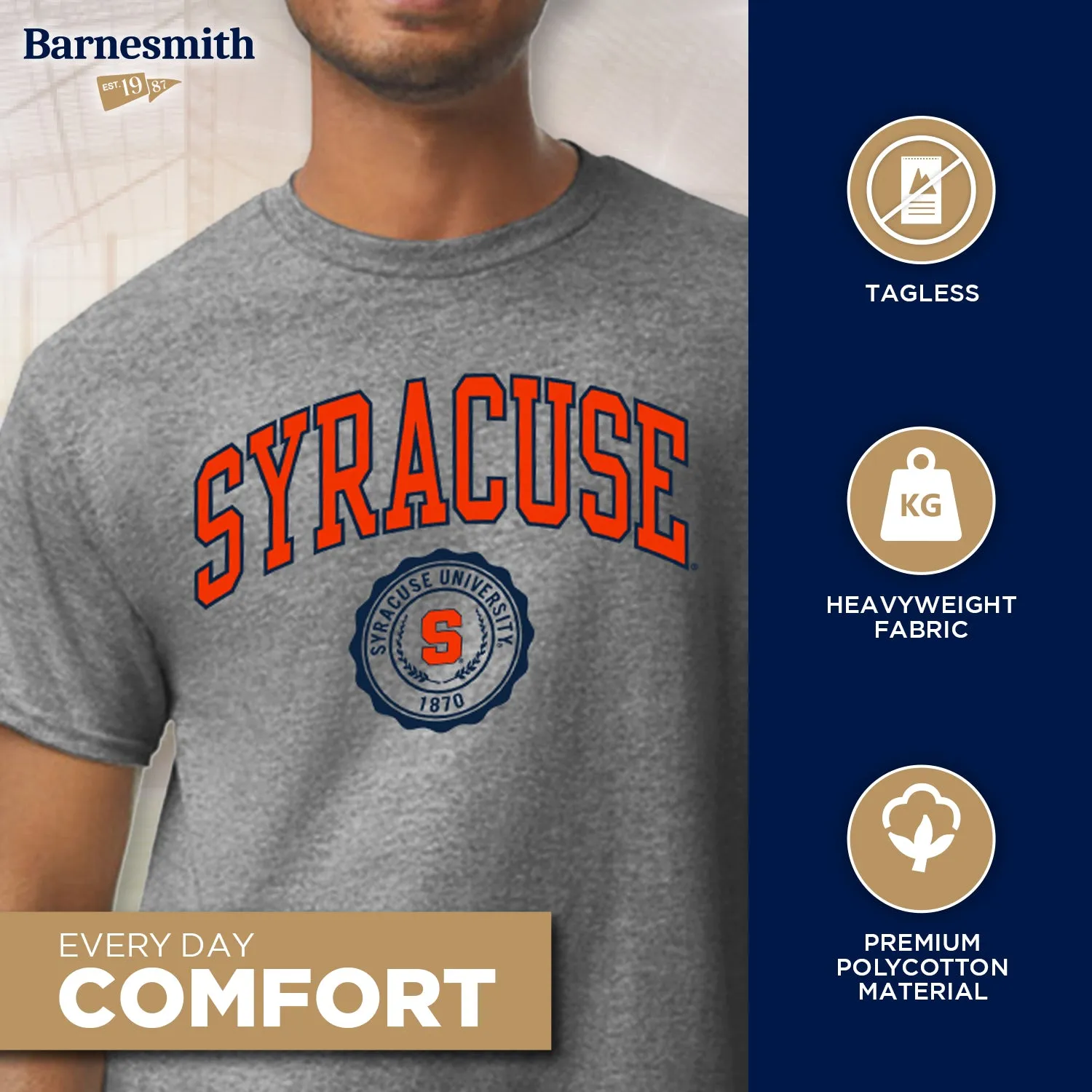 Syracuse University Heritage T-Shirt (Charcoal Grey) sold by Barnesmith product image thumbnail 3
