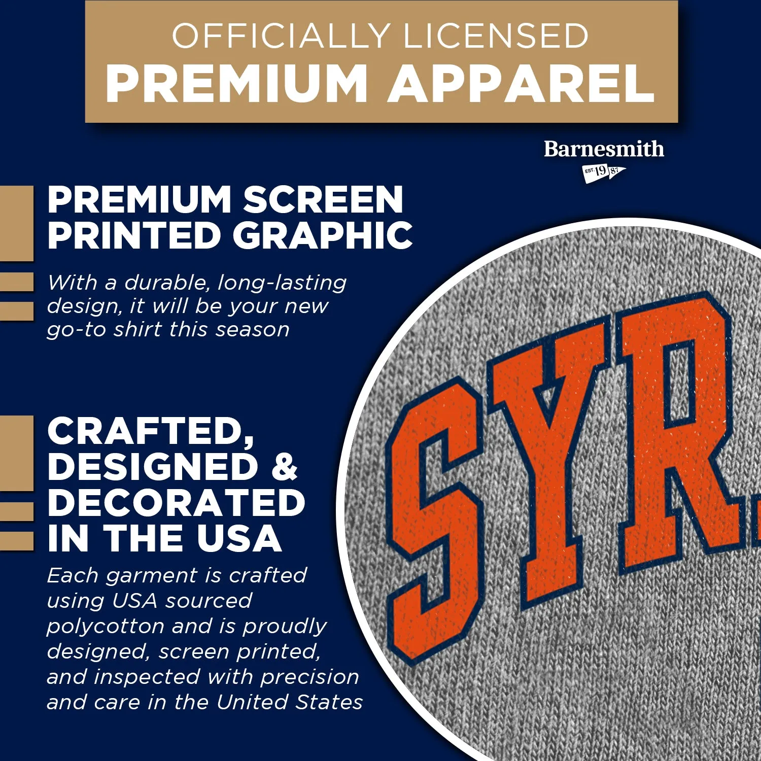 Syracuse University Spirit T-Shirt (Charcoal Grey) sold by Barnesmith product image thumbnail 4