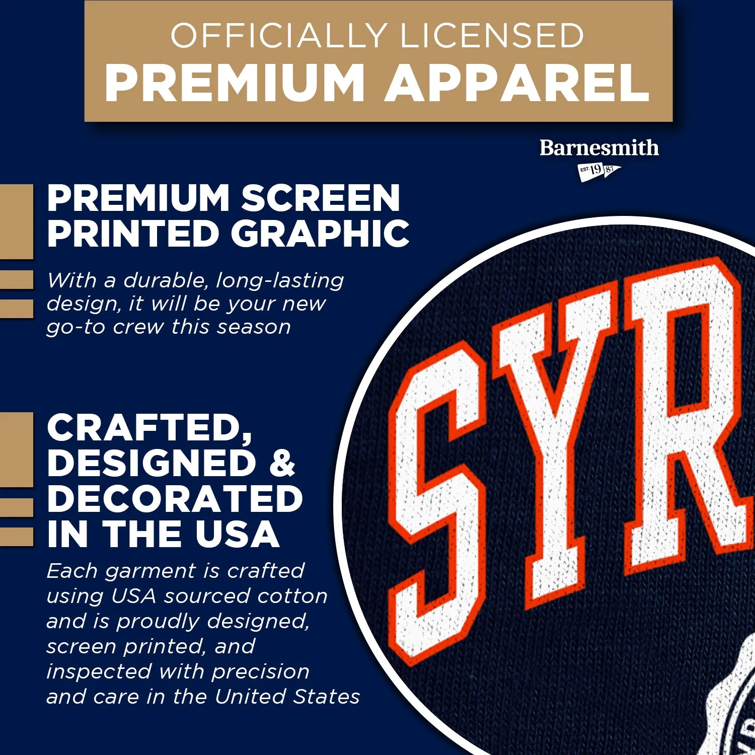 Syracuse University Heritage Crewneck Sweatshirt (Navy) sold by Barnesmith product image thumbnail 4