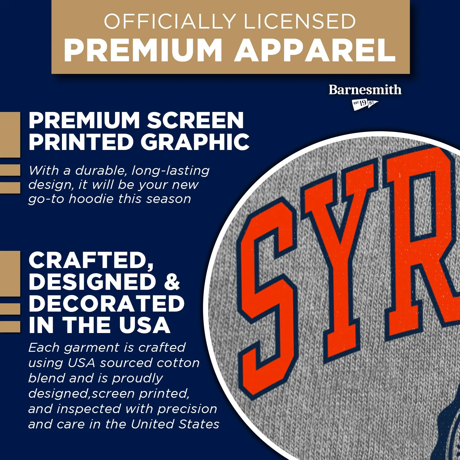 Syracuse University Heritage Hooded Sweatshirt (Charcoal) sold by Barnesmith product image thumbnail 4