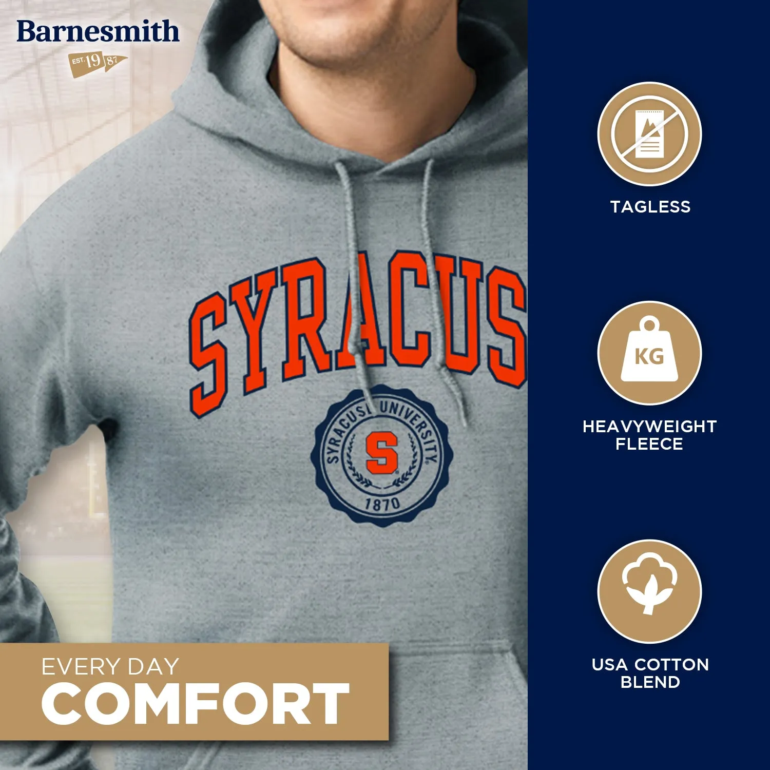 Syracuse University Heritage Hooded Sweatshirt (Charcoal) sold by Barnesmith product image thumbnail 3