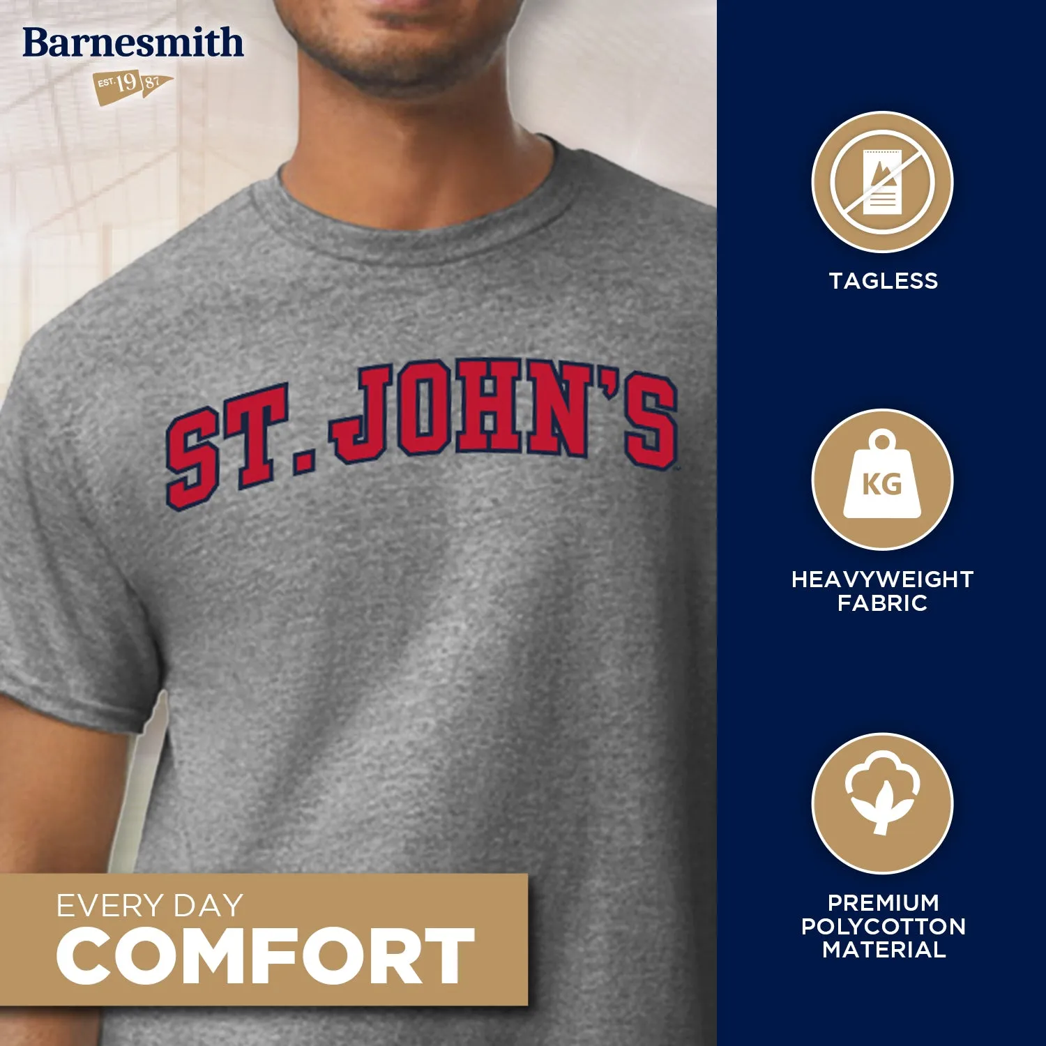 St. John's University Classic T-Shirt (Charcoal Grey) sold by Barnesmith product image thumbnail 3