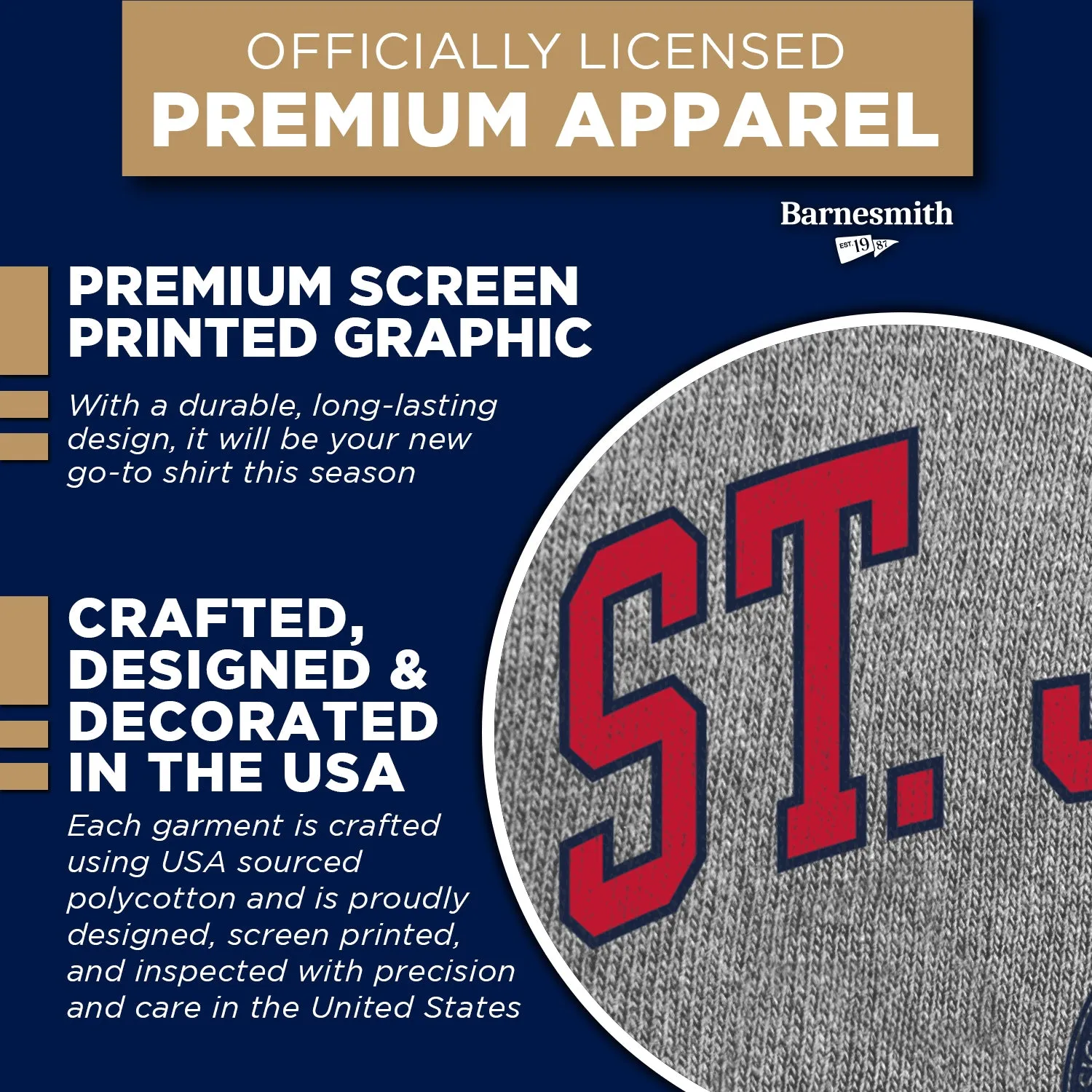 St. John's University Heritage T-Shirt (Charcoal Grey) sold by Barnesmith product image thumbnail 4