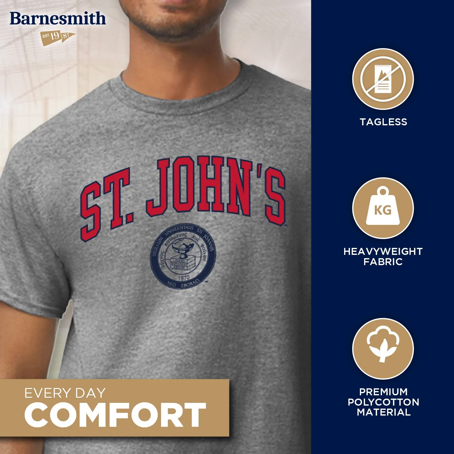 St. John's University Heritage T-Shirt (Charcoal Grey) sold by Barnesmith product image thumbnail 3