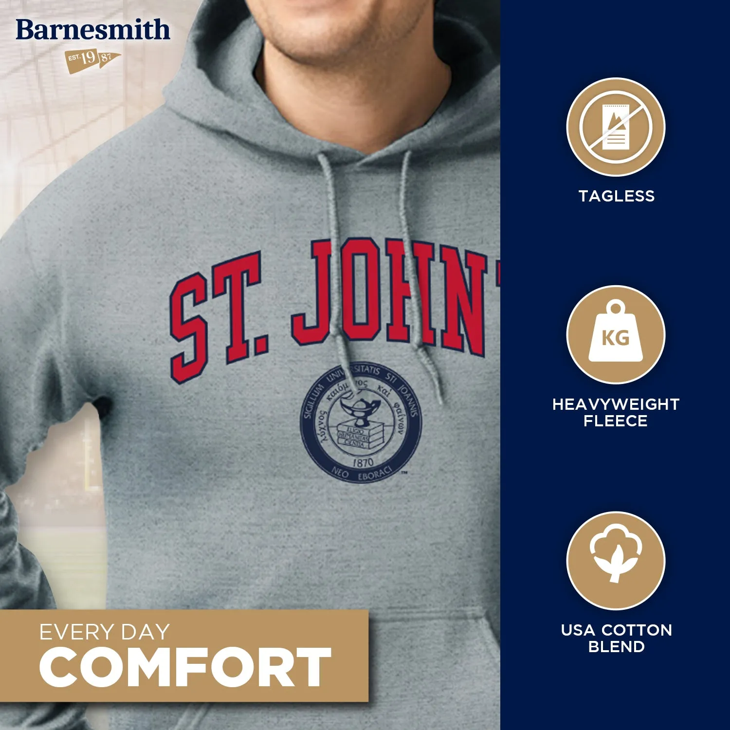 St. John's University Heritage Hooded Sweatshirt (Charcoal) sold by Barnesmith product image thumbnail 3