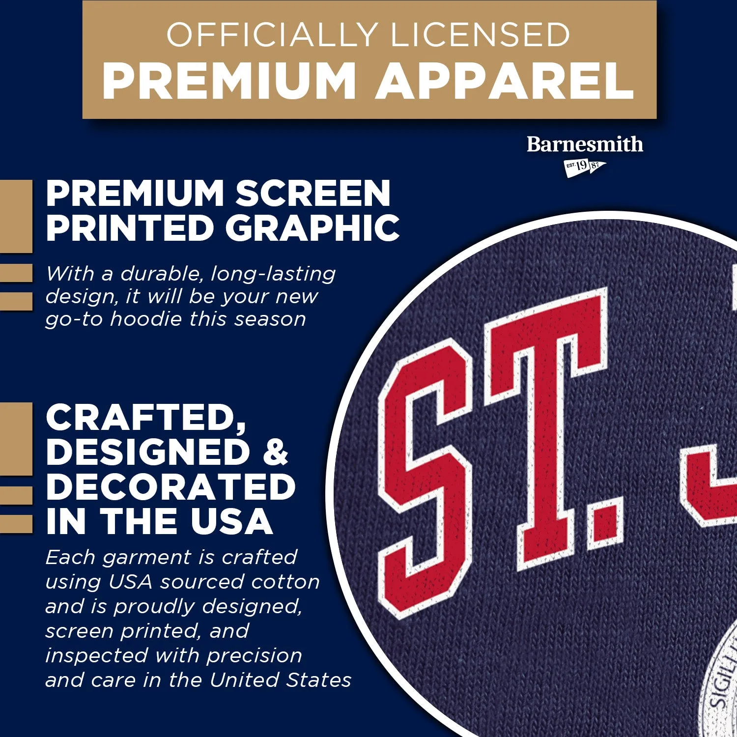 St. John's University Heritage Hooded Sweatshirt (Navy) sold by Barnesmith product image thumbnail 4