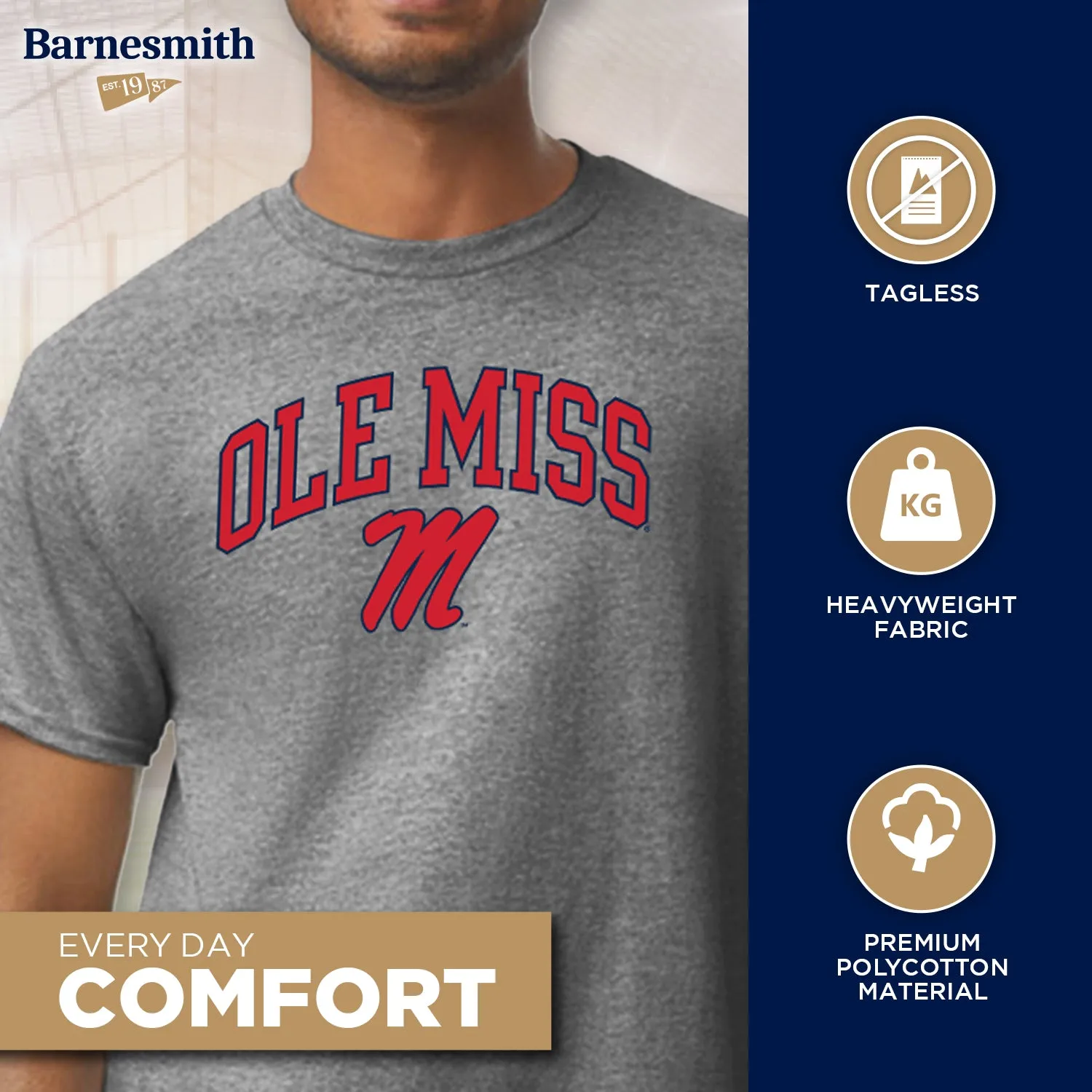 University of Mississippi Ole Miss Spirit T-Shirt (Charcoal Grey) sold by Barnesmith product image thumbnail 3