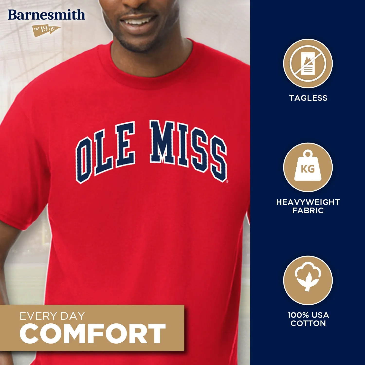 University of Mississippi Ole Miss Classic T-Shirt (Red) sold by Barnesmith product image thumbnail 3