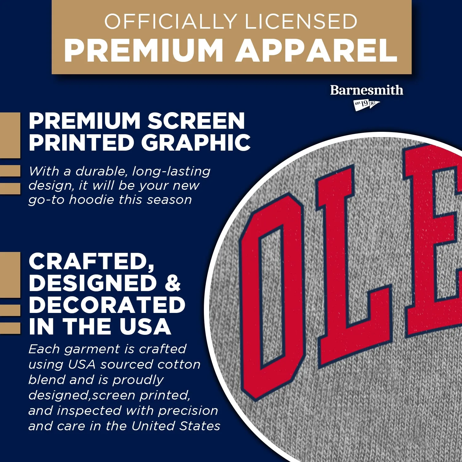 University of Mississippi Ole Miss Heritage Hooded Sweatshirt (Charcoal) sold by Barnesmith product image thumbnail 4