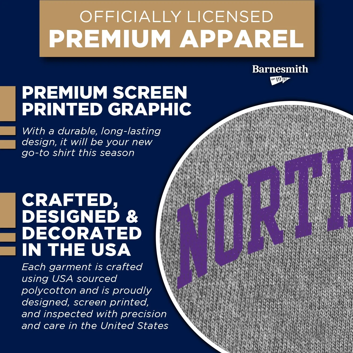 Northwestern University Spirit T-Shirt (Charcoal Grey) sold by Barnesmith product image thumbnail 4