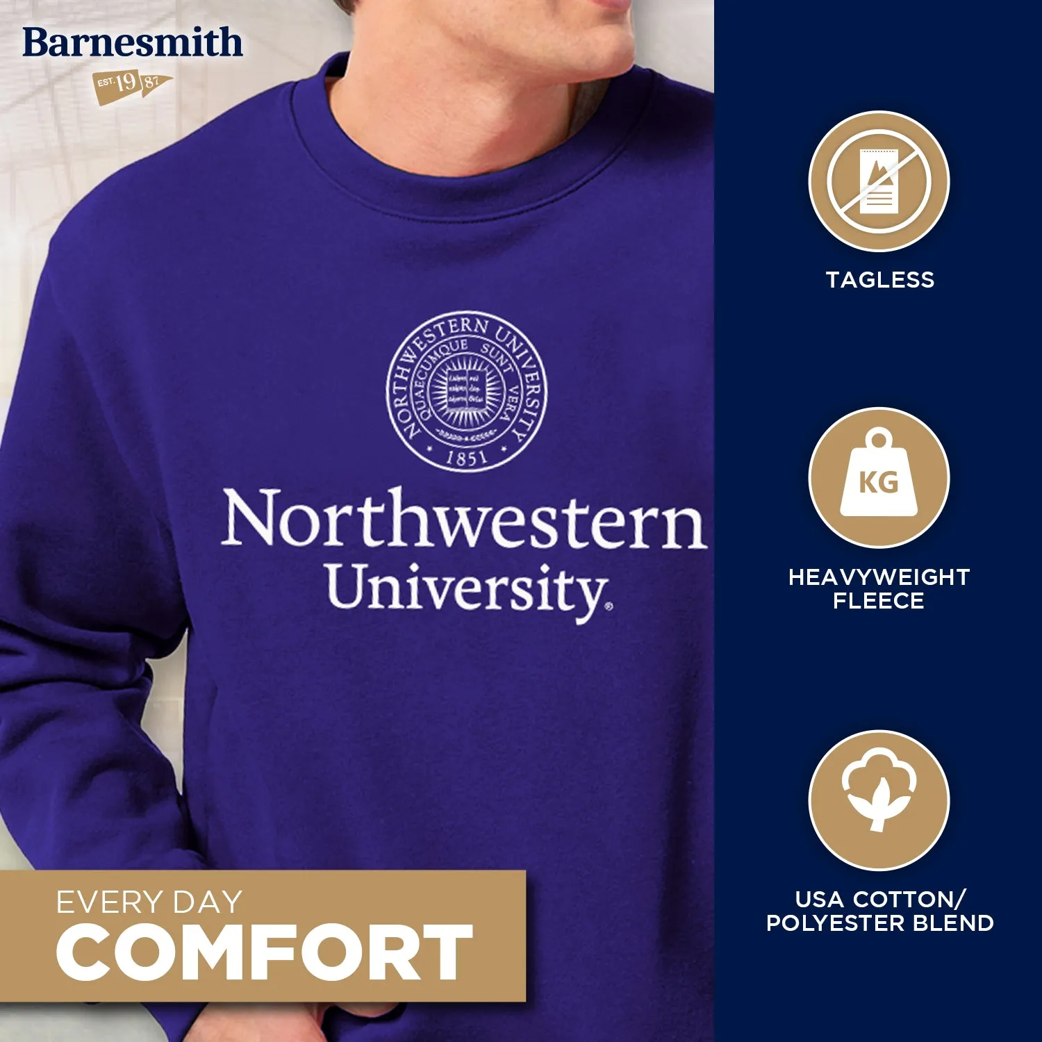 Northwestern University Heritage Crewneck Sweatshirt (Purple) sold by Barnesmith product image thumbnail 3