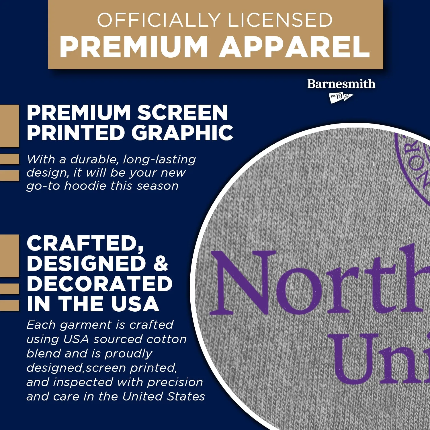 Northwestern University Heritage Hooded Sweatshirt (Charcoal) sold by Barnesmith product image thumbnail 4