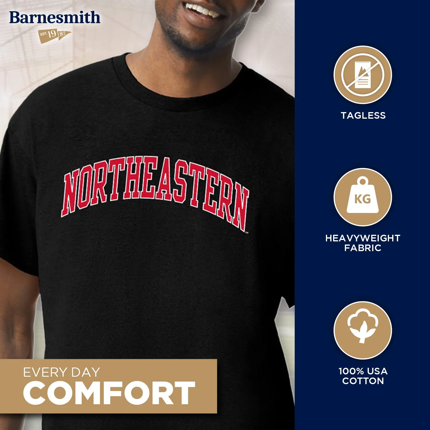 Northeastern University Classic T-Shirt (Black) sold by Barnesmith product image thumbnail 3
