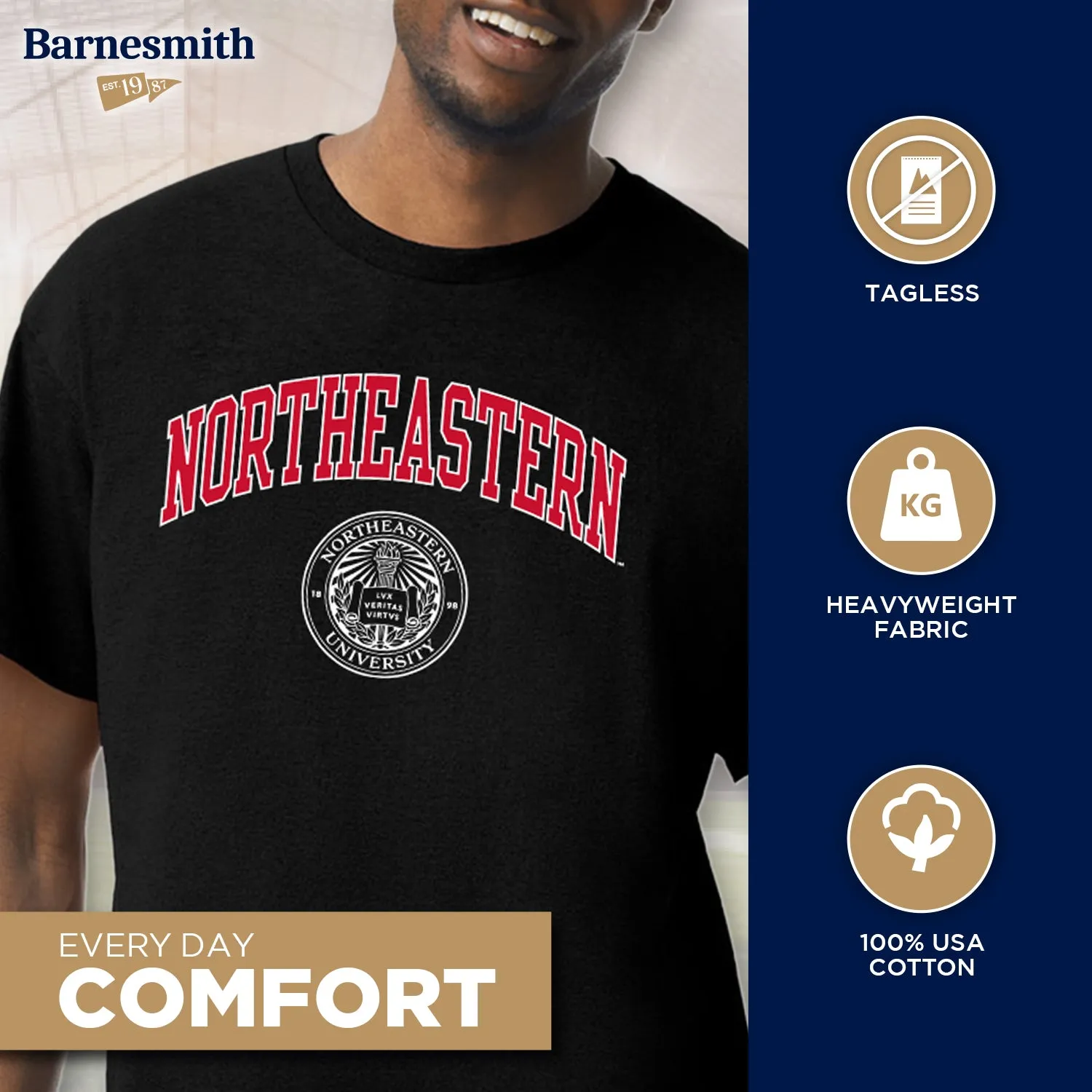 Northeastern University Heritage T-Shirt (Black) sold by Barnesmith product image thumbnail 3