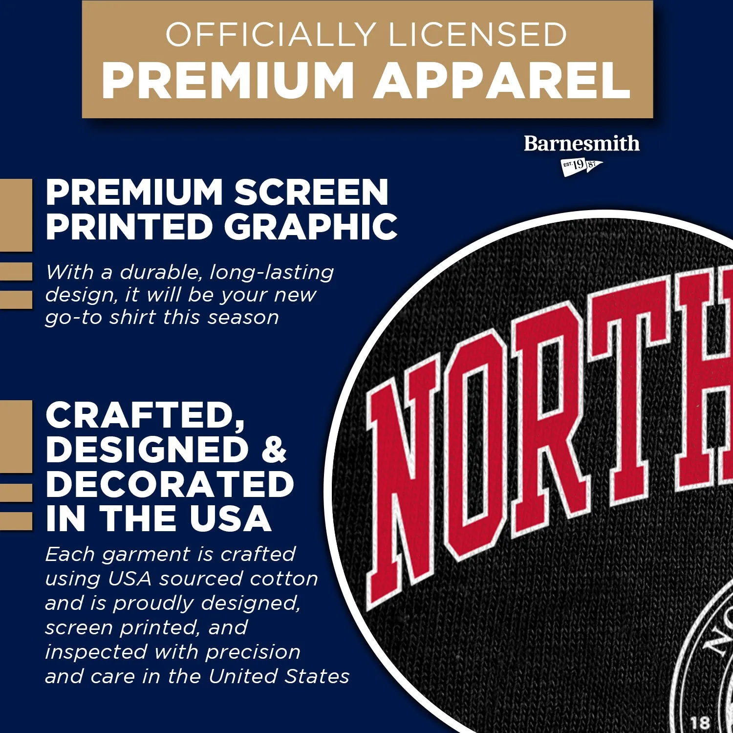 Northeastern University Heritage T-Shirt (Black) sold by Barnesmith product image thumbnail 4