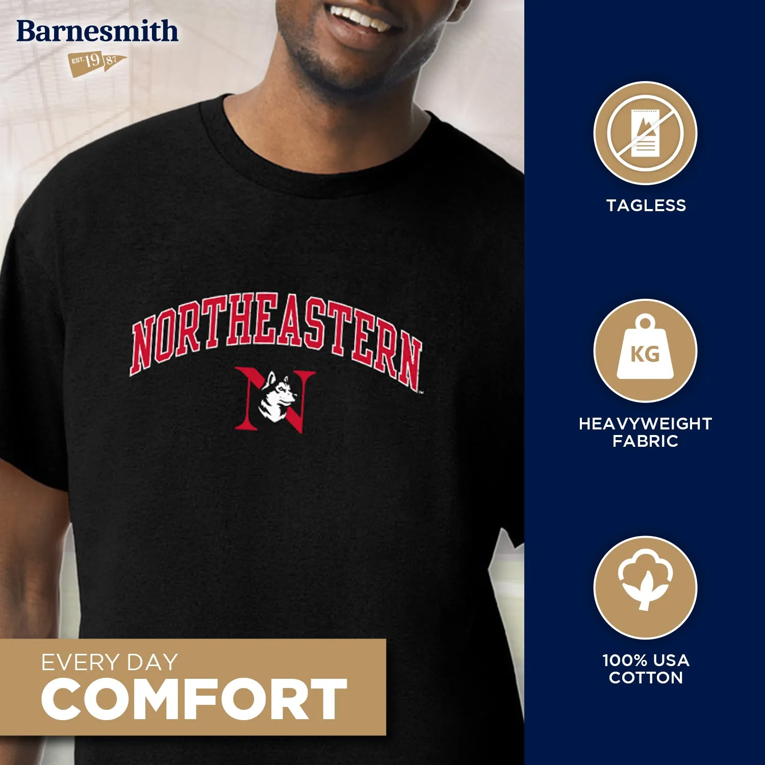 Northeastern University Spirit T-Shirt (Black) sold by Barnesmith product image thumbnail 3