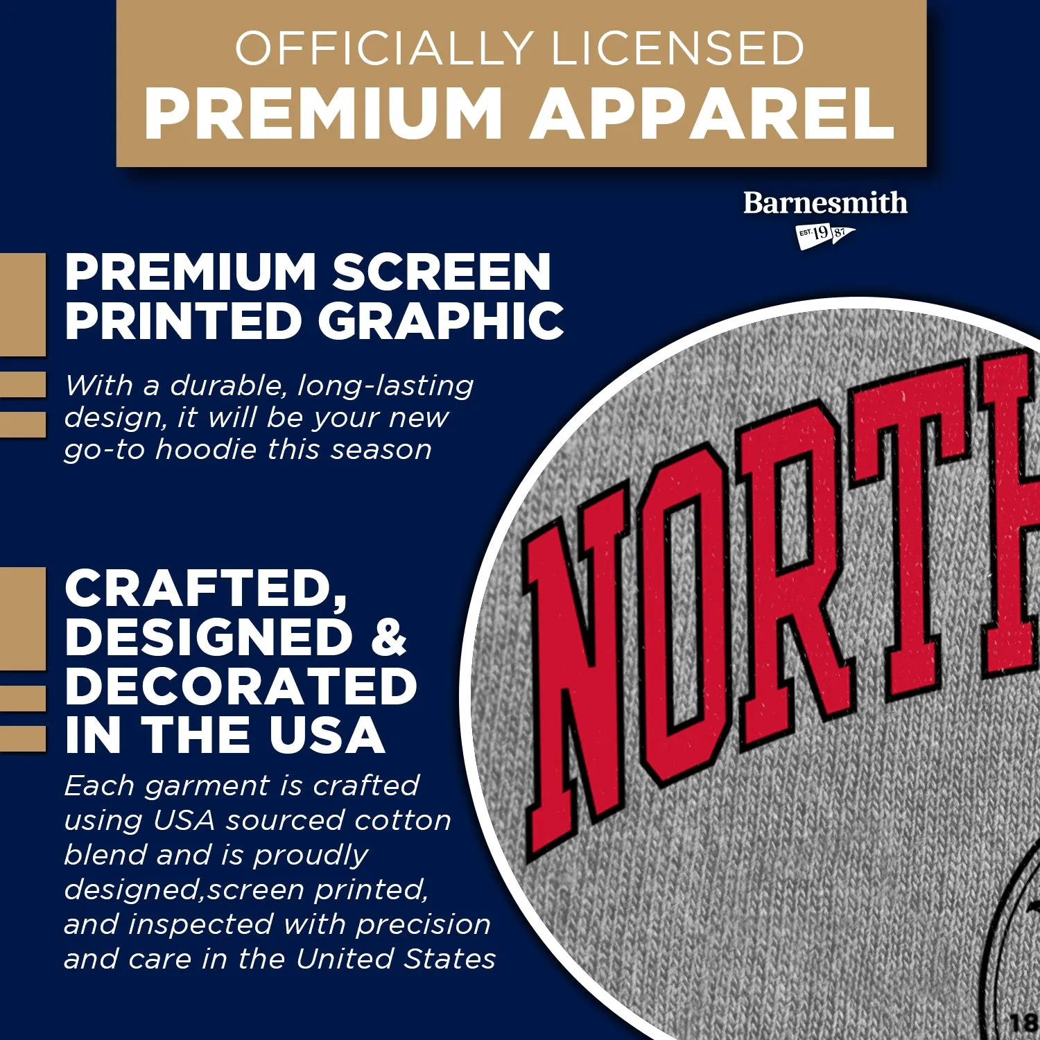 Northeastern University Heritage Hooded Sweatshirt (Charcoal) sold by Barnesmith product image thumbnail 4