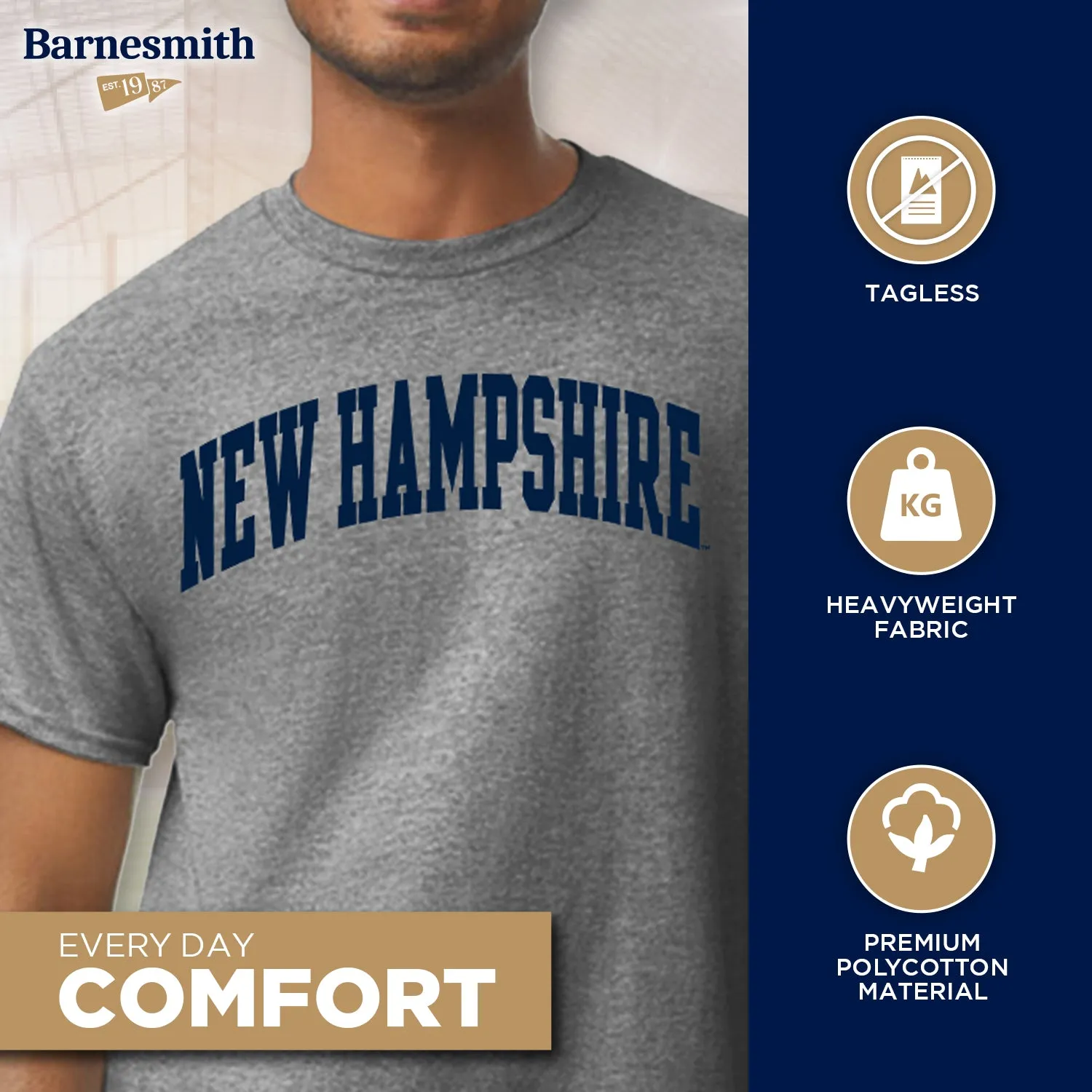 University of New Hampshire Classic T-Shirt (Charcoal Grey) sold by Barnesmith product image thumbnail 3