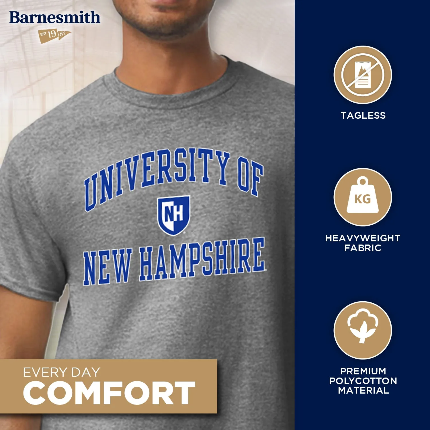 University of New Hampshire Heritage T-Shirt (Charcoal Grey) sold by Barnesmith product image thumbnail 3
