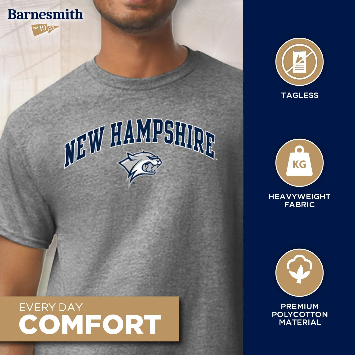 University of New Hampshire Spirit T-Shirt (Charcoal Grey) sold by Barnesmith product image thumbnail 3
