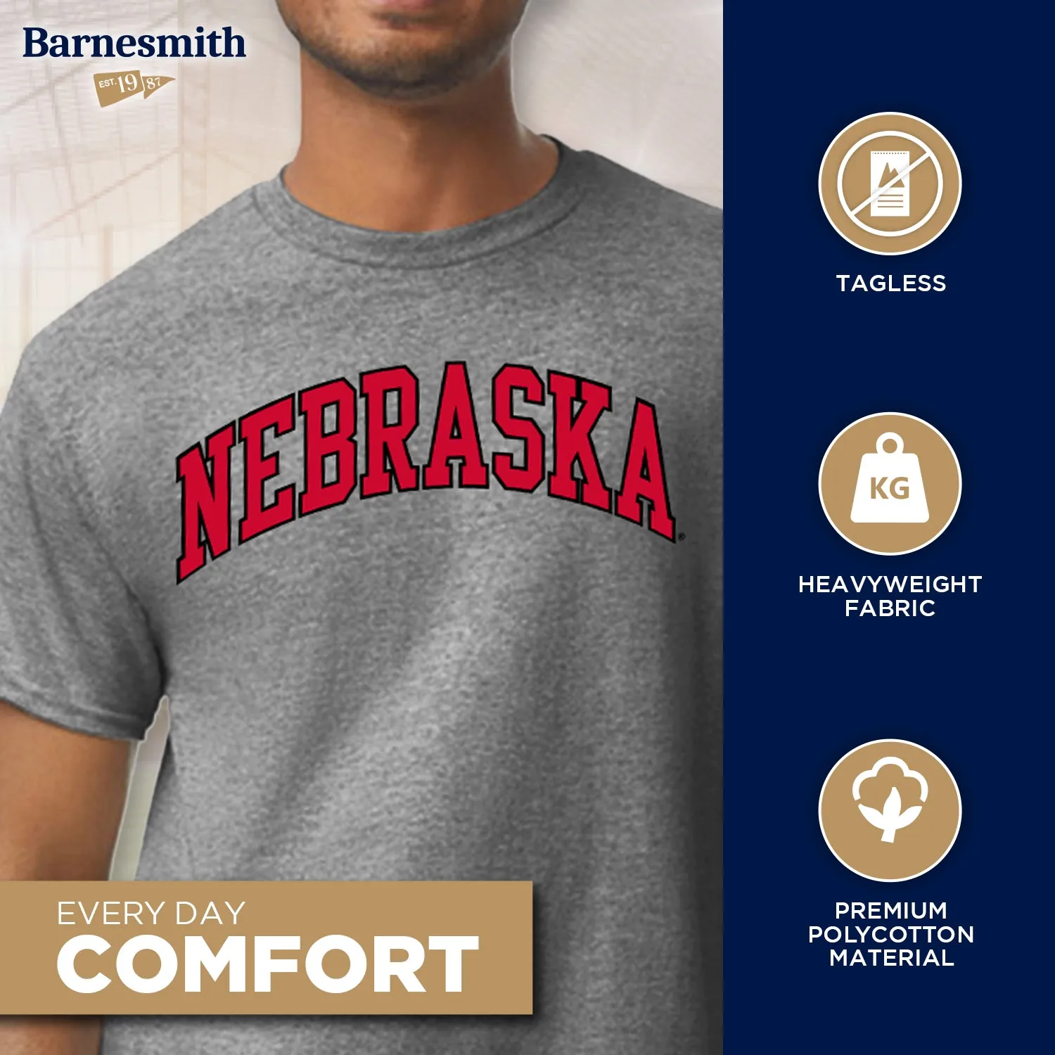 University of Nebraska Classic T-Shirt (Charcoal Grey) sold by Barnesmith product image thumbnail 3