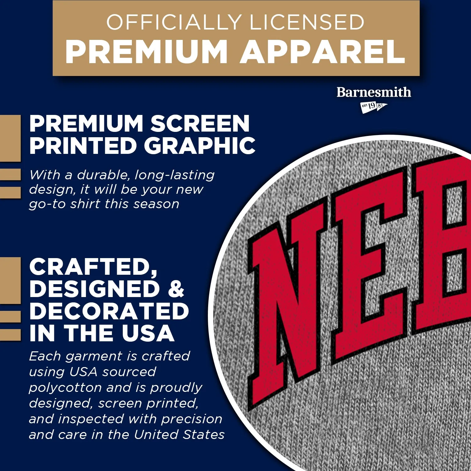 University of Nebraska Classic T-Shirt (Charcoal Grey) sold by Barnesmith product image thumbnail 4