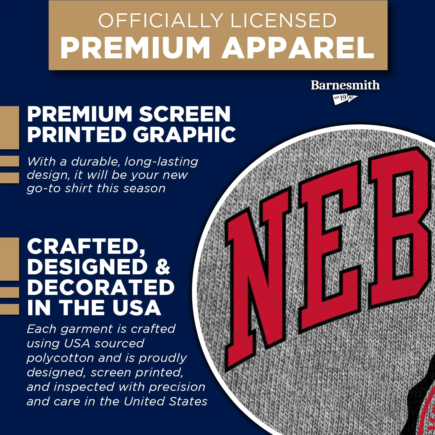 University of Nebraska Heritage T-Shirt (Charcoal Grey) sold by Barnesmith product image thumbnail 4