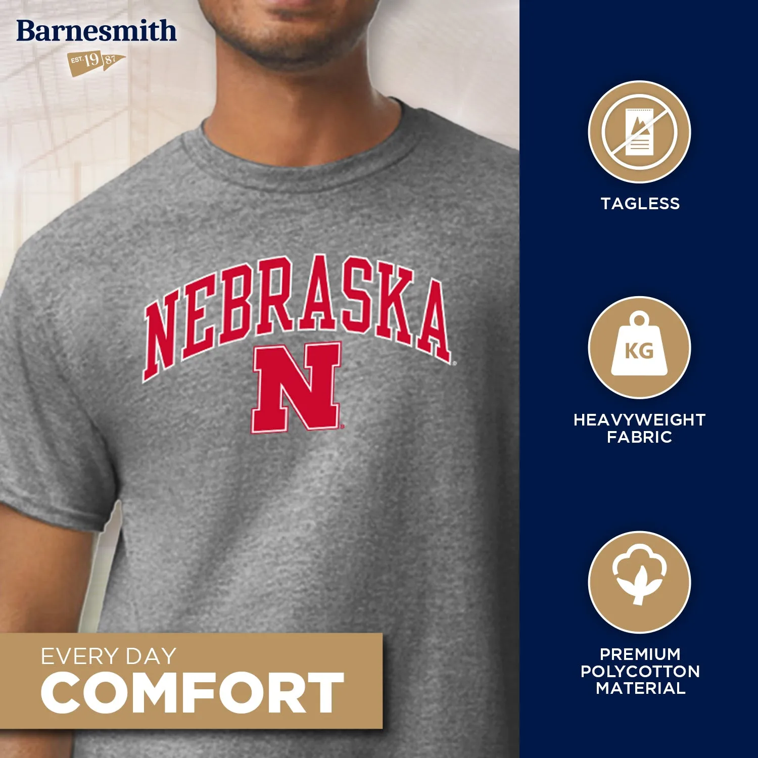 University of Nebraska Spirit T-Shirt (Charcoal Grey) sold by Barnesmith product image thumbnail 3