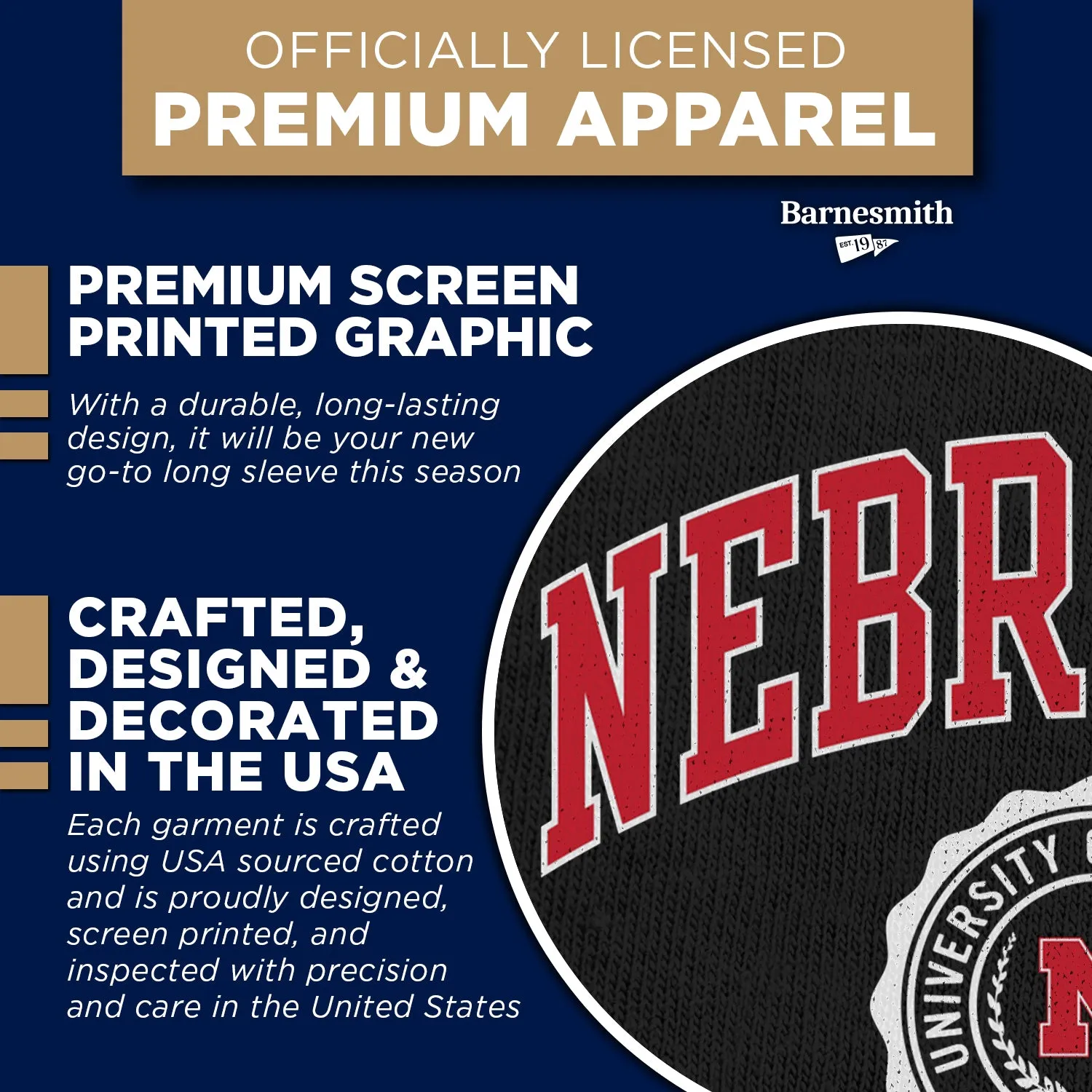University of Nebraska Heritage Long Sleeve T-Shirt (Black) sold by Barnesmith product image thumbnail 4
