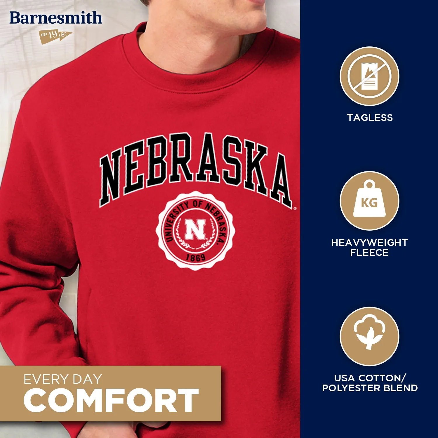 University of Nebraska Heritage Crewneck Sweatshirt (Red) sold by Barnesmith product image thumbnail 3