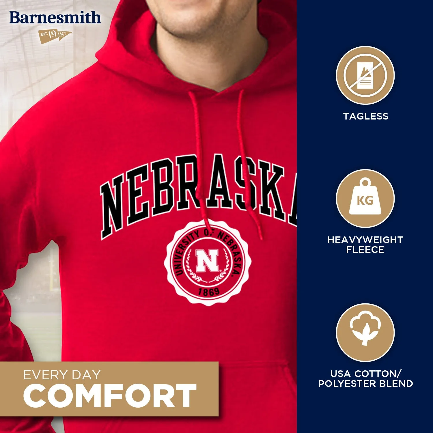 University of Nebraska Heritage Hooded Sweatshirt (Red) sold by Barnesmith product image thumbnail 3