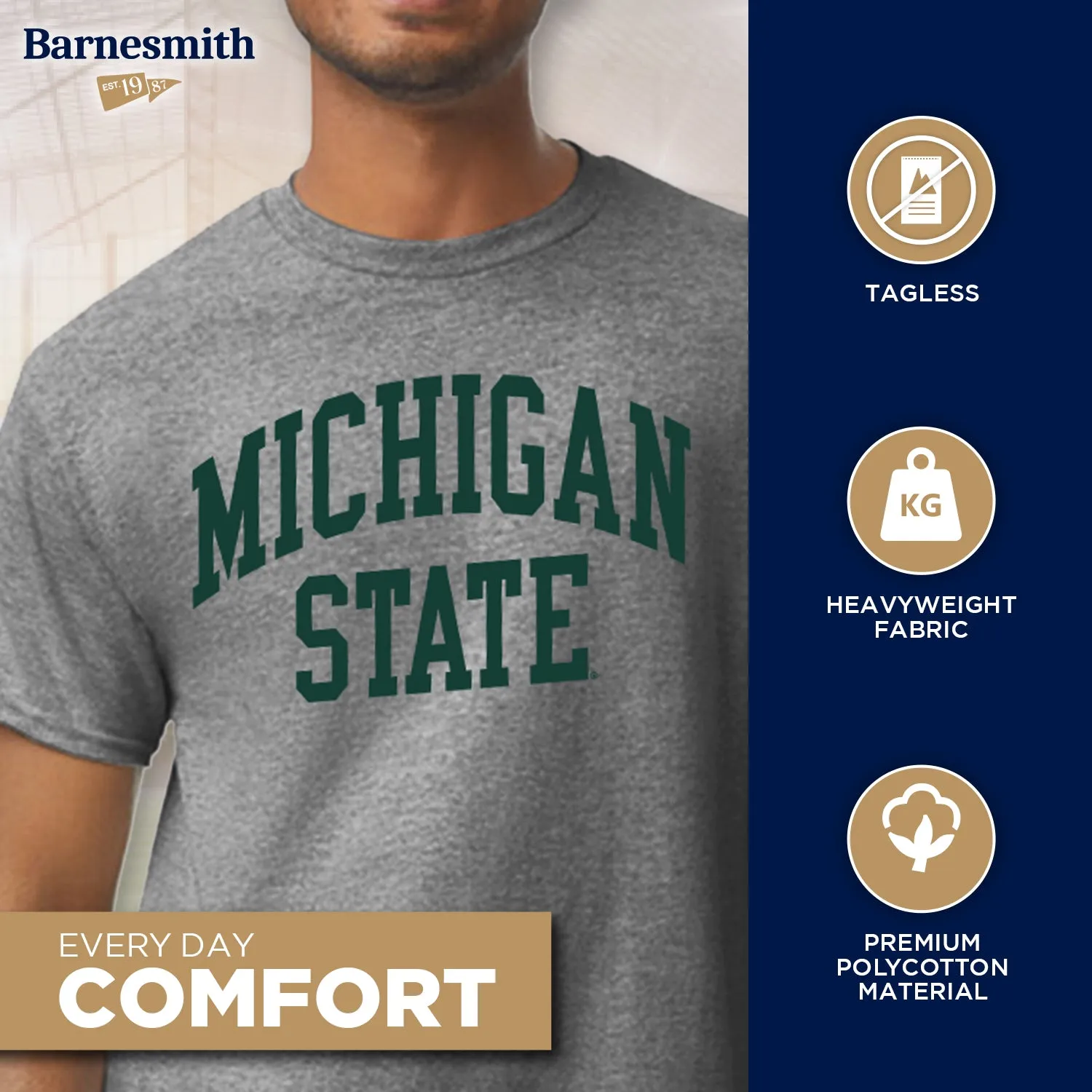 Michigan State University Classic T-Shirt (Charcoal Grey) sold by Barnesmith product image thumbnail 3