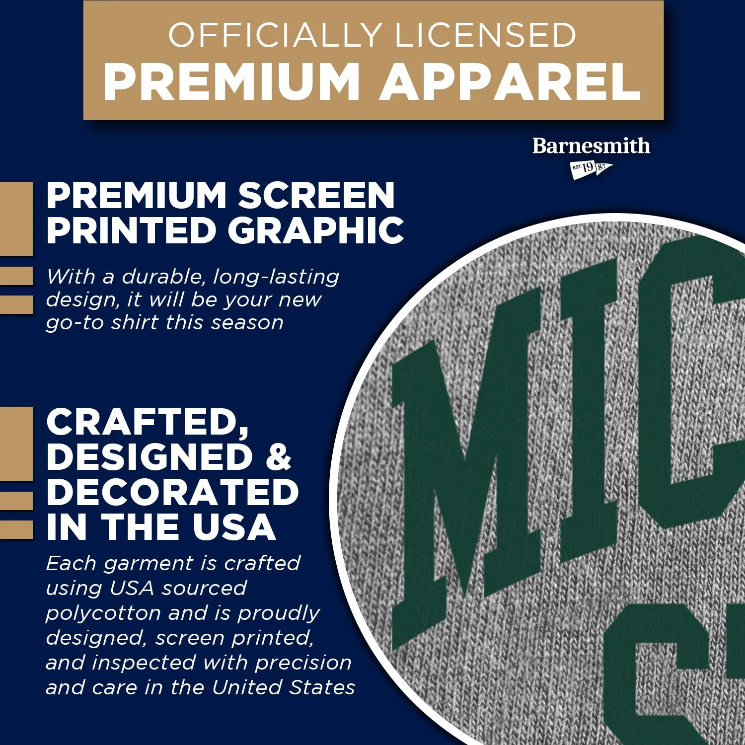 Michigan State University Classic T-Shirt (Charcoal Grey) sold by Barnesmith product image thumbnail 4