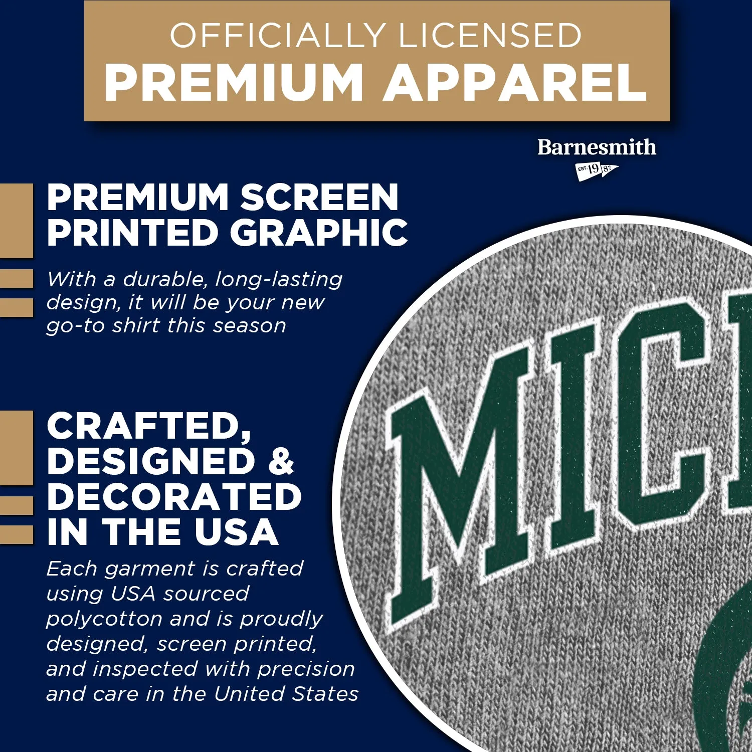 Michigan State University Spirit T-Shirt (Charcoal Grey) sold by Barnesmith product image thumbnail 4