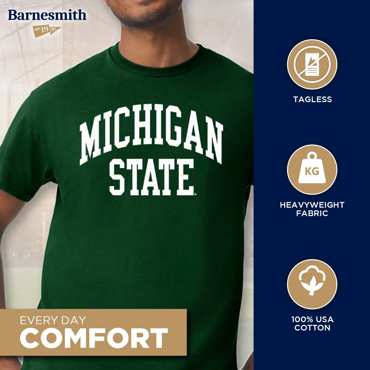 Michigan State University Classic T-Shirt (Hunter Green) sold by Barnesmith product image thumbnail 3