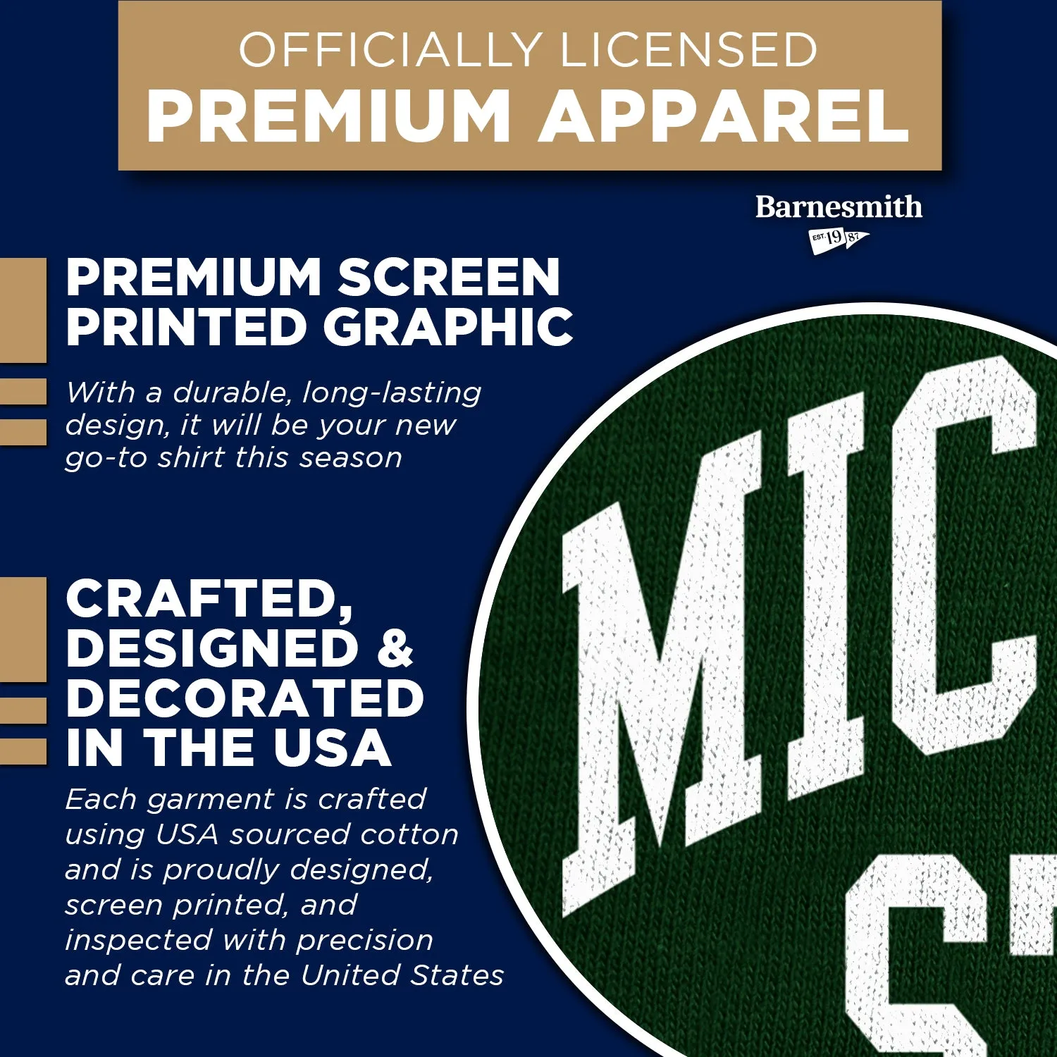 Michigan State University Classic T-Shirt (Hunter Green) sold by Barnesmith product image thumbnail 4